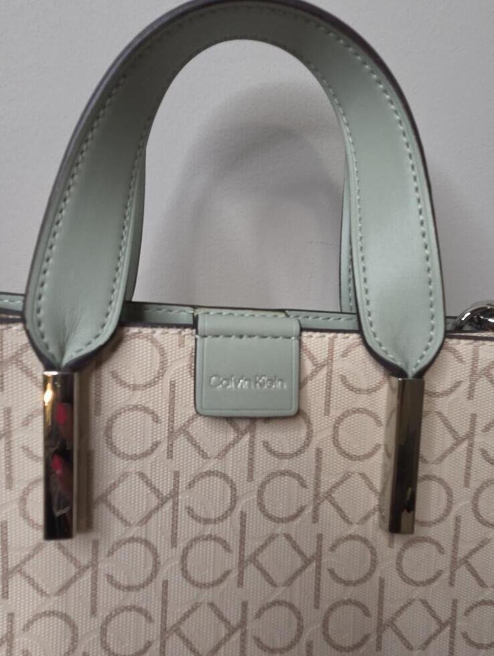 Calvin Klein Audrey Signature Crossbody Mini Tote Sage and Khaki - Picture 2 of 13